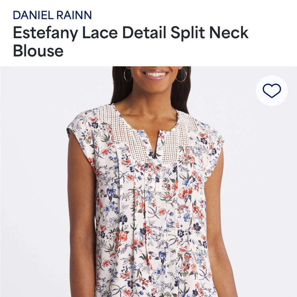 Women’s Daniel Rainn Estafany lace detail split neck blouse, size XL